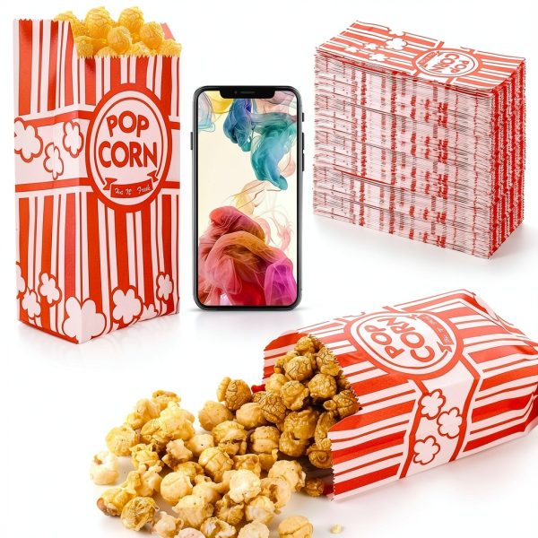 Popcorn Bags 300 Pack WSICSE Paper 1 Oz Disposable Red White-3