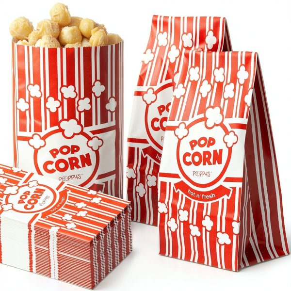 Poppy's Flat Bottom Paper Popcorn Bags 25 Pack 2oz Concession Grade-0