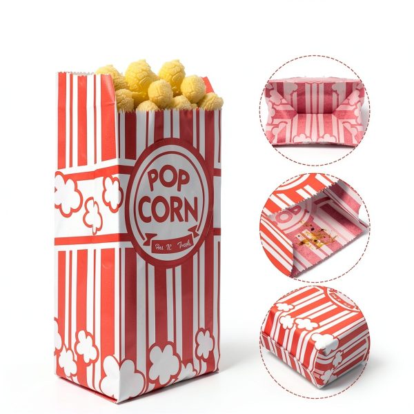 Popcorn Bags 300 Pack WSICSE Paper 1 Oz Disposable Red White-2
