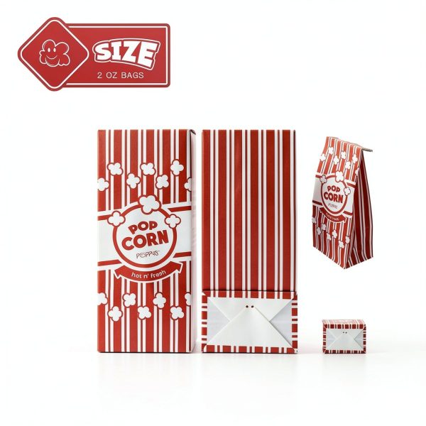 Poppy's Flat Bottom Paper Popcorn Bags 25 Pack 2oz Concession Grade-2