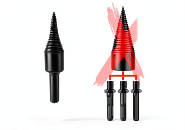 One Piece Wood Splitter for Battery Handheld Drills, Solid Steel,-2